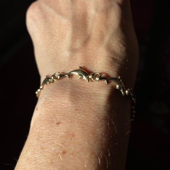 14k Italian gold dolphin bracelet - Picture 4 of 6